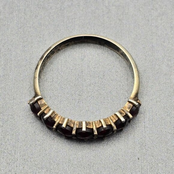 Antique Victorian Sterling Silver Garnet Ring Size 5 Rose Cut Facets Prong Set - Picture 5 of 11